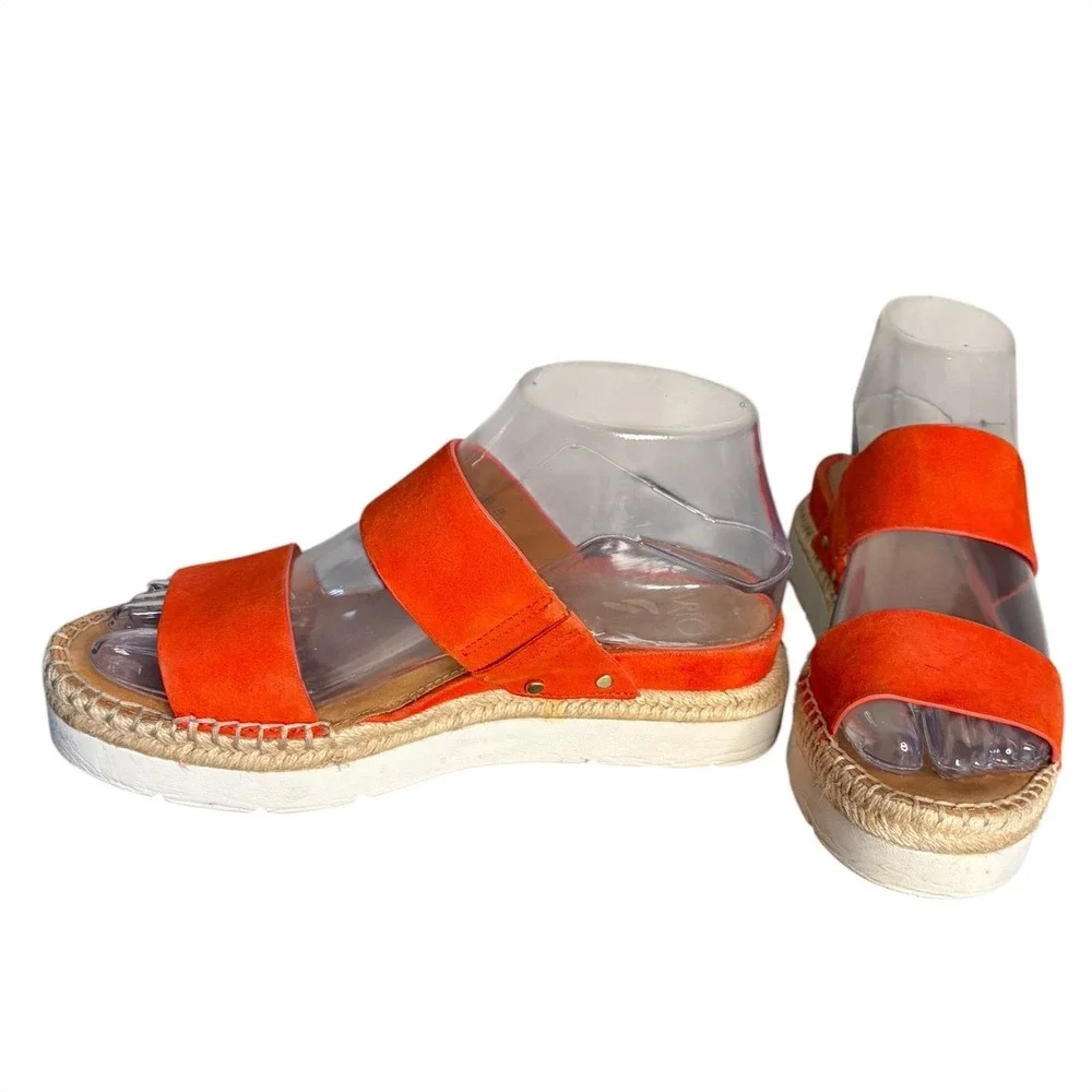 Franco Sarto Orange Cappy Sandals Platform Espadrille Women's Size 6.5M